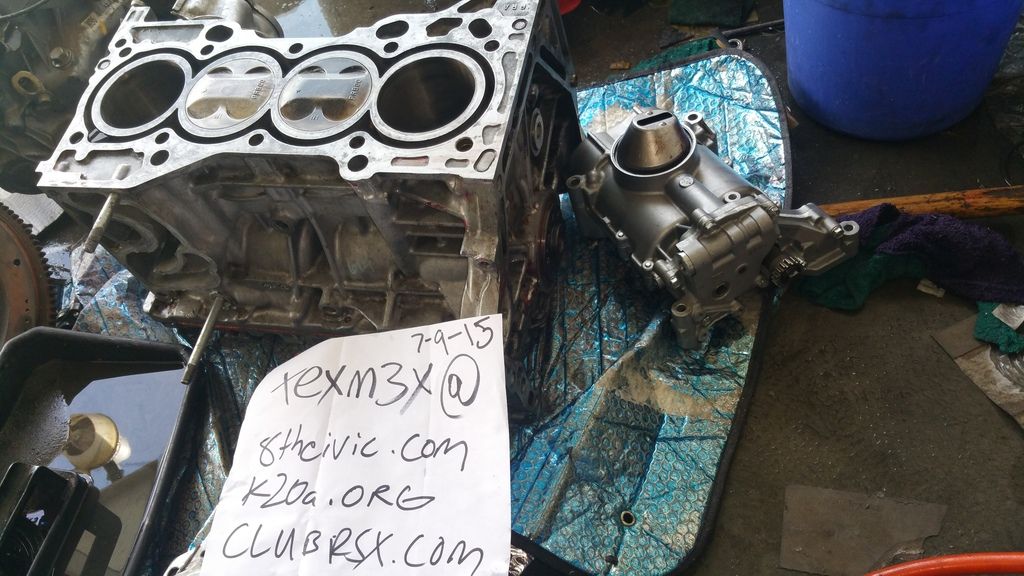 TX K20z3 short block with oil pump pregapped rings not to burn